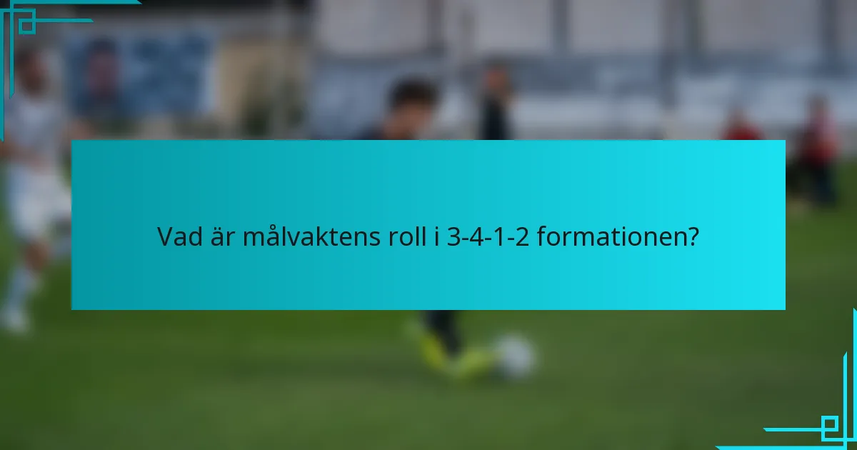 Vad är målvaktens roll i 3-4-1-2-formationen?