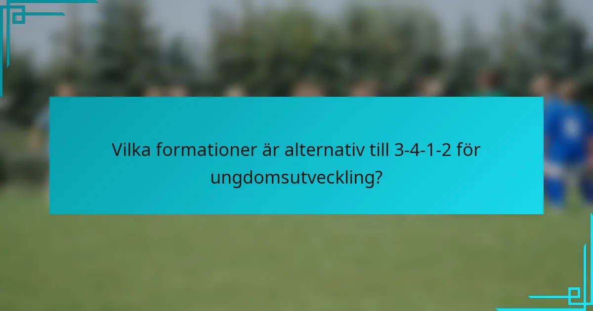 Vilka formationer är alternativ till 3-4-1-2 för ungdomsutveckling?
